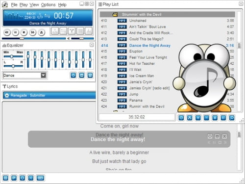 Song lyrics display software